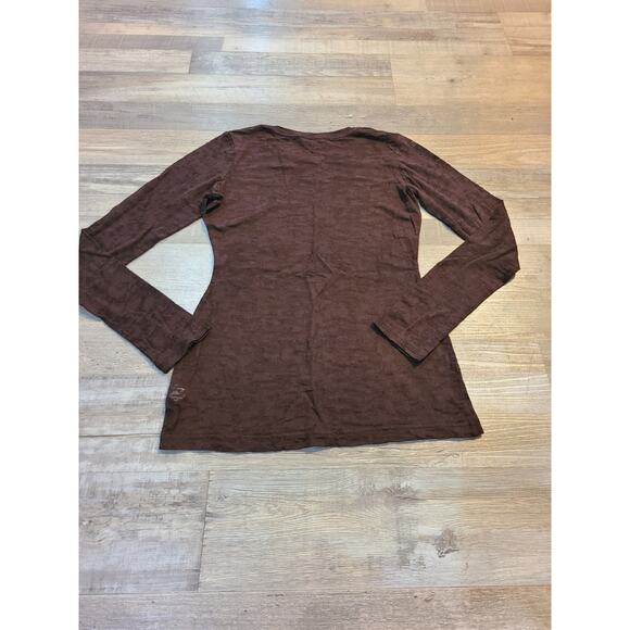Maurices small womens semi sheer long sleeve brown blouse - Picture 3 of 8
